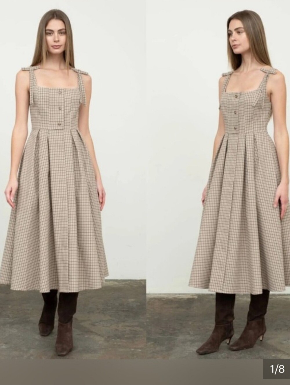 Moon River Size M Plaid Midi Flare Dress